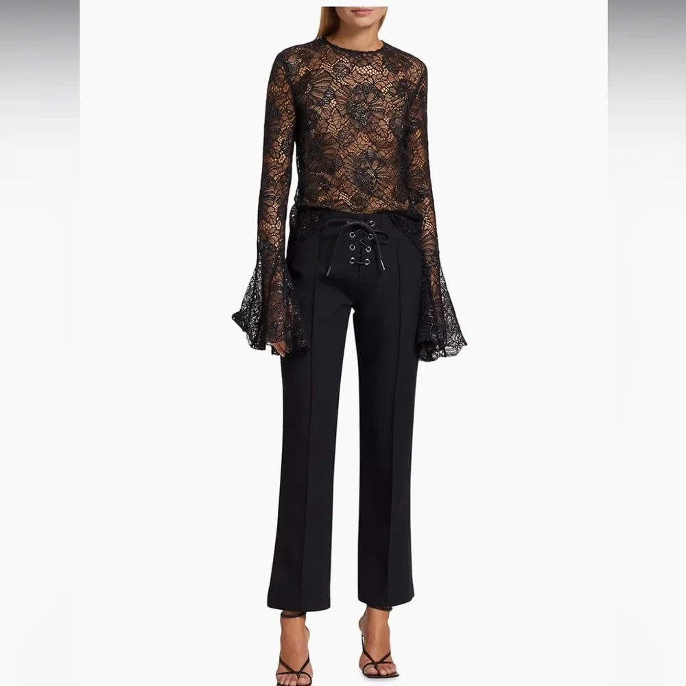 NWT $398.00 Frame lace up Black trouser Pants size 2 - Picture 6 of 13